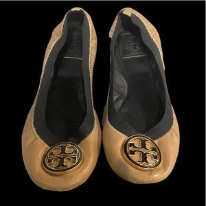 Nude Leather Tory Burch Flats